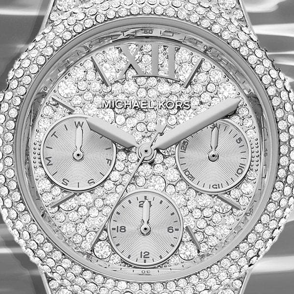 Michael Kors Camille Multifunction Crystals Silver Dial Silver Steel Strap Watch For Women - MK6996