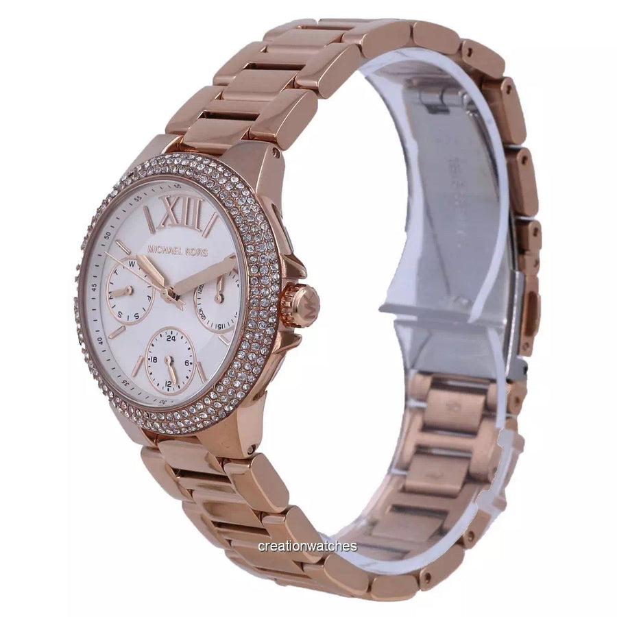 Michael Kors Camille Multifunction White Dial Rose Gold Steel Strap Watch For Women - MK6845