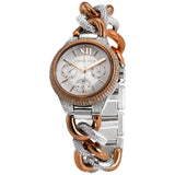 Michael Kors Camille Pavé Chronograph Silver Dial Two Tone Steel Strap Watch for Women - MK6843