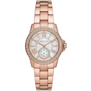 Michael Kors Camille Quartz Mother of Pearl White Dial Rose Gold Steel Strap Watch For Women - MK7364