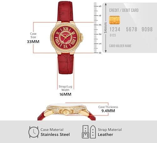 Michael Kors Camille Three-Hand Red Dial Red Leather Strap Watch for Women - MK4750