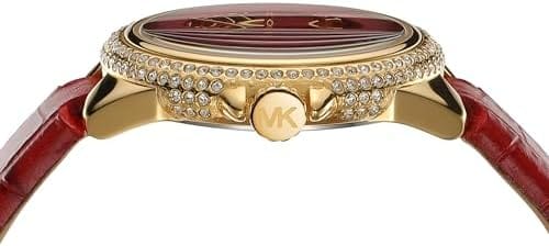 Michael Kors Camille Three-Hand Red Dial Red Leather Strap Watch for Women - MK4750