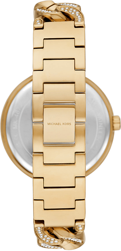 Michael Kors Catelyn Crystals Gold Dial Gold Steel Strap Watch For Women - MK4674