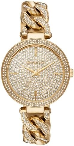 Michael Kors Catelyn Crystals Gold Dial Gold Steel Strap Watch For Women - MK4674