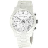 Michael Kors Runway White Ceramic Dial White Steel Strap Watch for Women - MK5161