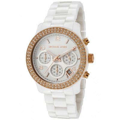 Michael Kors Ceramic White Dial White Steel Strap Watch for Women - MK5269