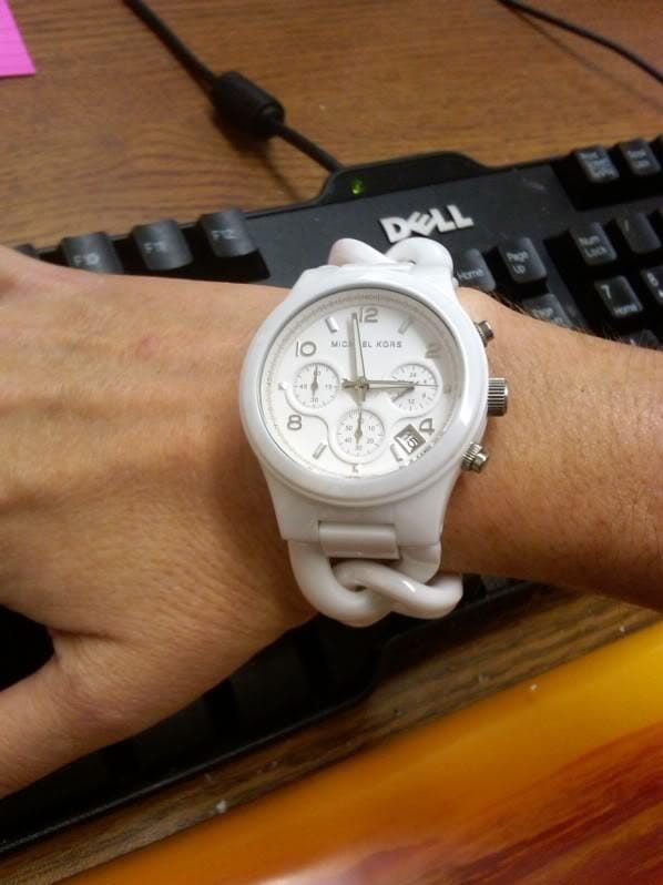 Michael Kors Ceramic White Dial White Steel Strap Watch for Women - MK5387