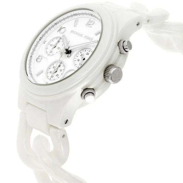 Michael Kors Ceramic White Dial White Steel Strap Watch for Women - MK5387