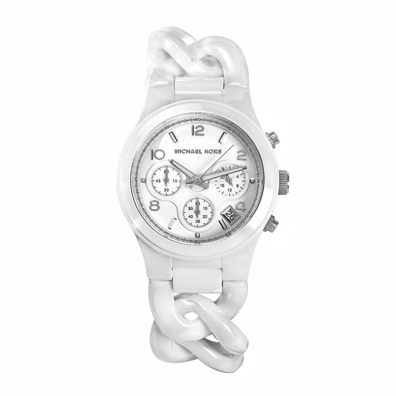Michael Kors Ceramic White Dial White Steel Strap Watch for Women - MK5387