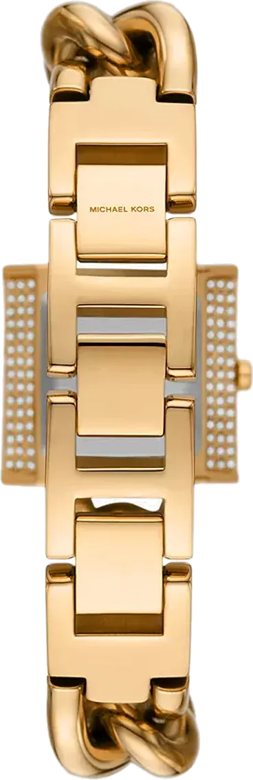Michael Kors Chain Lock Pave Gold Dial Gold Steel Strap Watch For Women - MK4711