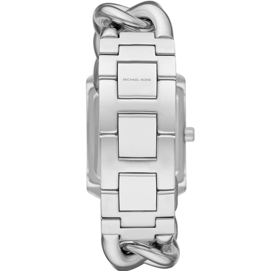 Michael Kors Chain Lock Pave Silver Dial Silver Steel Strap Watch For Women - MK4718