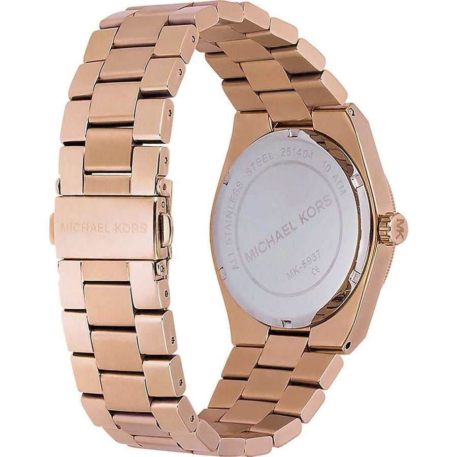 Michael Kors Channing Black Dial Rose Gold Steel Strap Watch For Women - MK5937