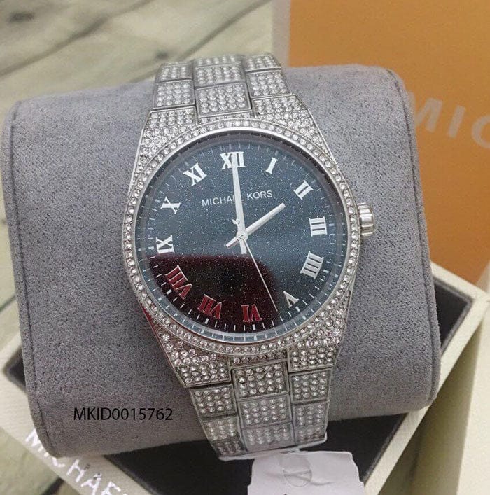 Michael Kors Channing Diamonds Black Dial Silver Steel Strap Watch for Women - MK6089