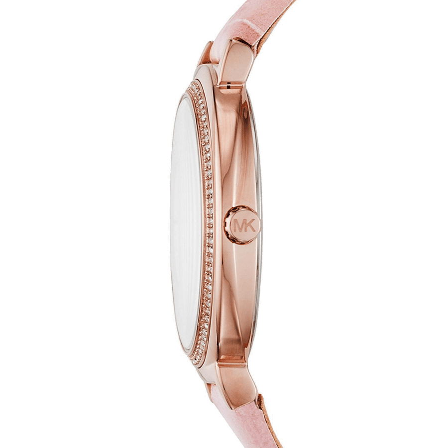 Michael Kors Cinthia Mother of Pearl Dial Pink Leather Strap Watch for Women - MK2663