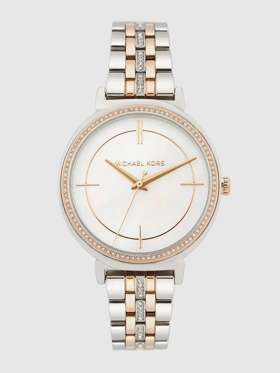 Michael Kors Cinthia Mother of Pearl Dial Two Tone Steel Strap Watch For Women - MK3831