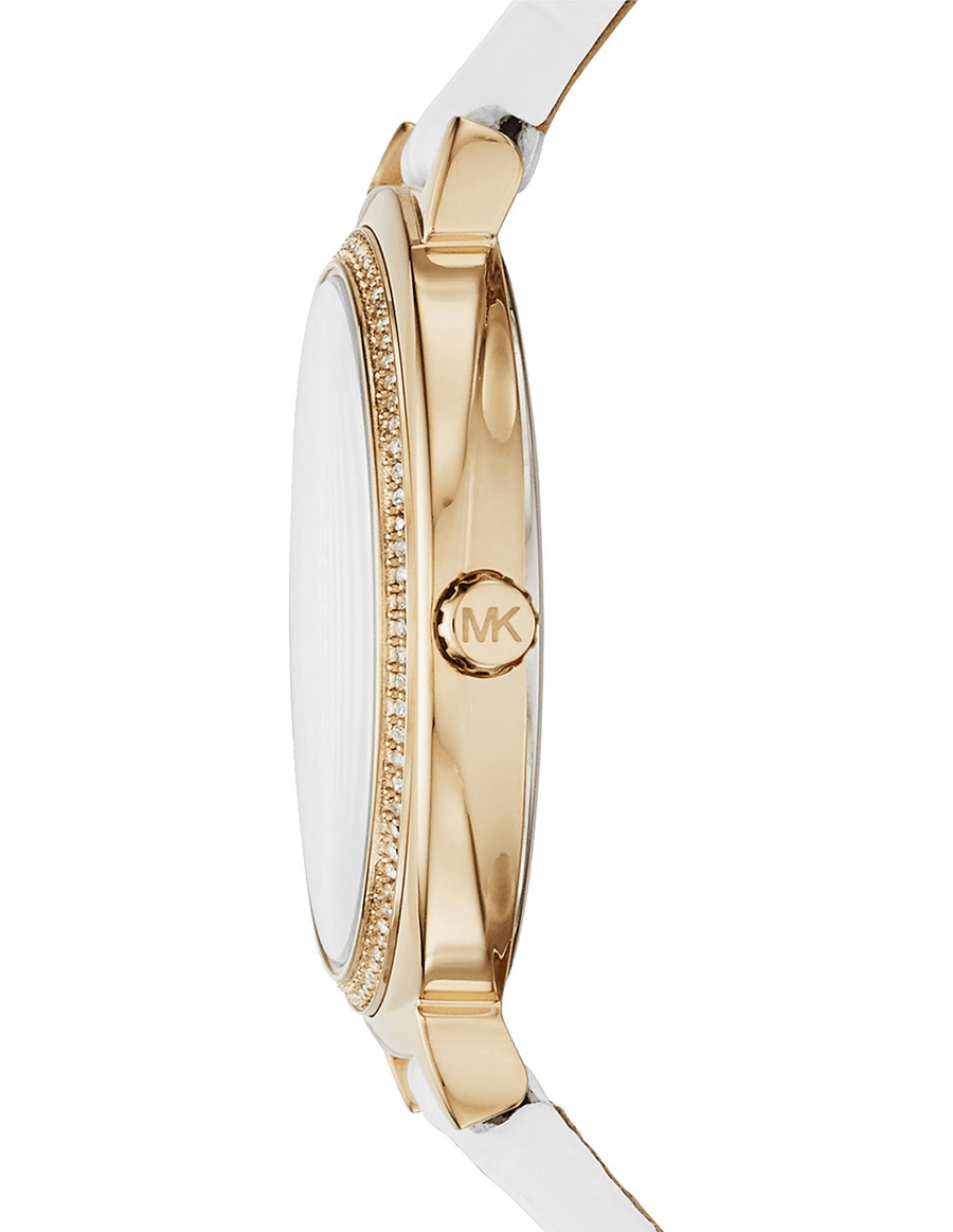 Michael Kors Cinthia Mother of Pearl Dial White Leather Strap Watch for Women - MK2662