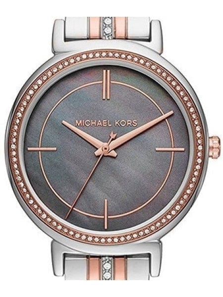 Michael Kors Cinthia Mother of Pearl Grey Dial Two Tone Steel Strap Watch for Women - MK3642