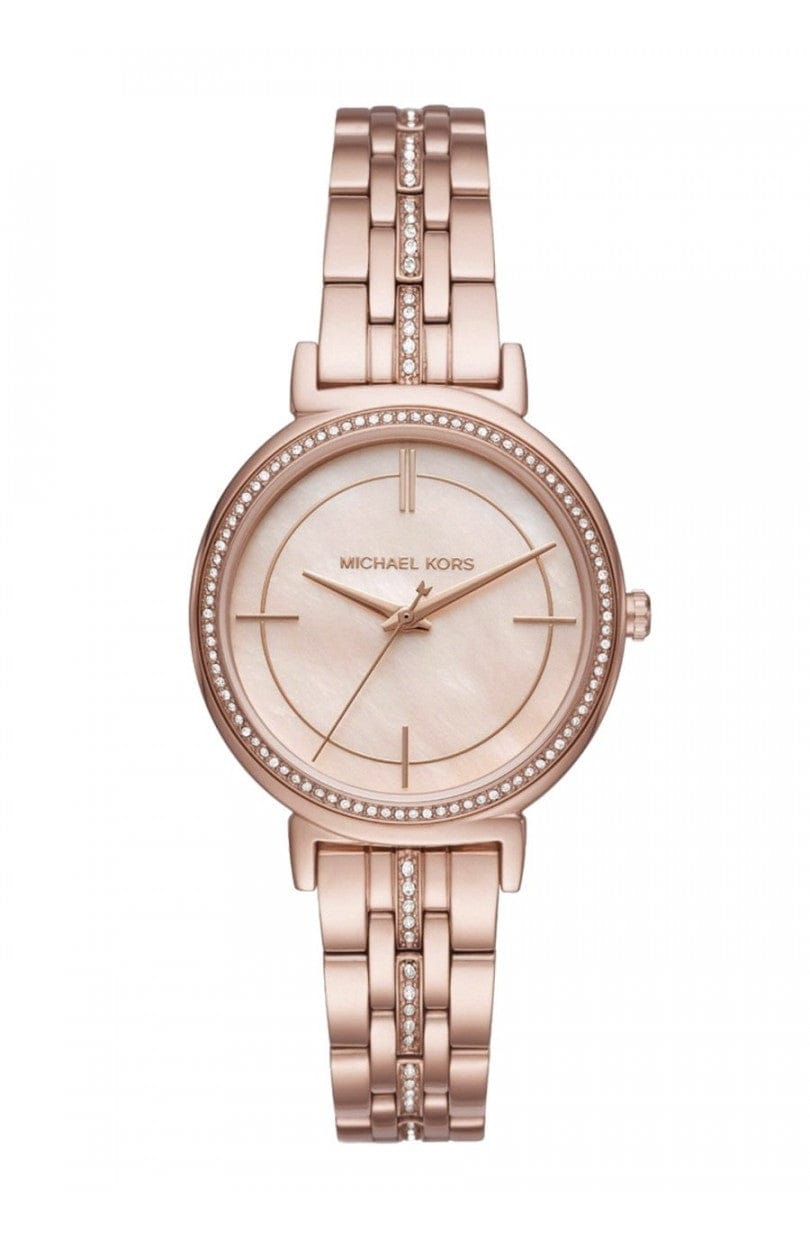 Michael Kors Cinthia Mother of Pearl Rose Gold Dial Rose Gold Steel Strap Watch for Women - MK3643