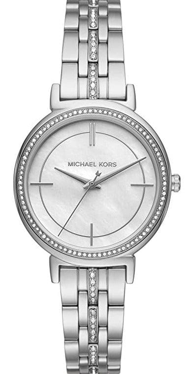 Michael Kors Cinthia White Mother of Pearl Dial Silver Steel Strap Watch for Women for Women - MK3641