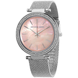 Michael Kors Darci Analog Pink Dial Silver Mesh Bracelet Watch For Women - MK4518