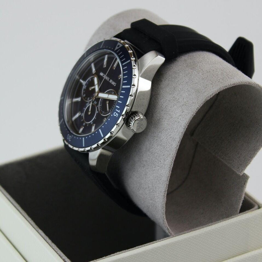 Michael Kors Cunningham Multifunction Blue Dial Black Rubber Strap Watch For Men - MK7160