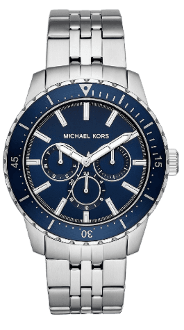 Michael Kors Cunningham Multifunction Blue Dial Silver Steel Strap Watch For Men - MK7153