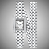 Michael Kors Emery Pave Double Wrap White Dial Silver Steel Strap Watch for Women - MK4834