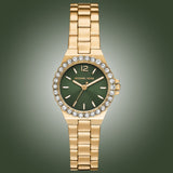 Michael Kors Lennox Quartz Green Dial Gold Steel Strap Watch For Women - MK7395