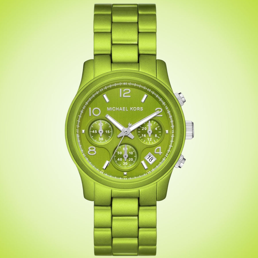 Michael Kors Runway Limited Edition Green Dial Green Steel Strap Watch for Women - MK7480LE