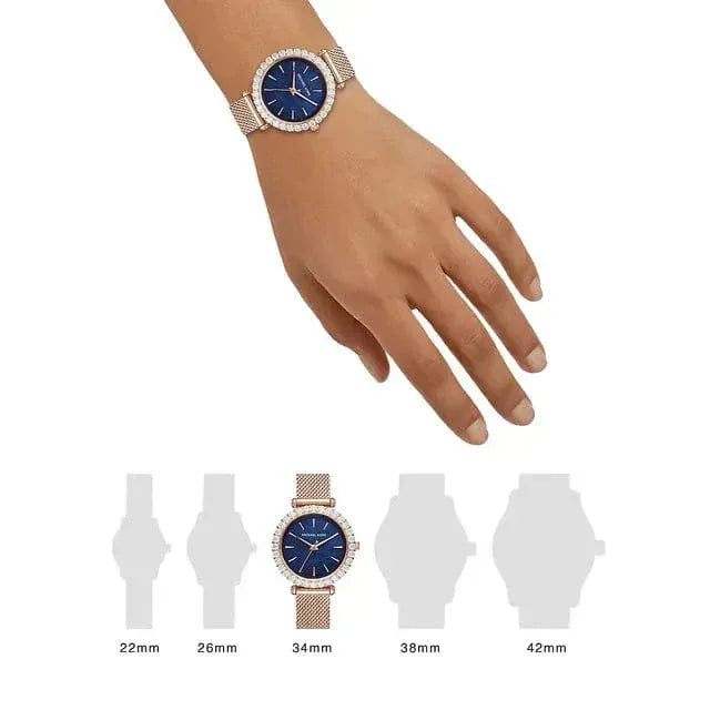 Michael Kors Darci Blue Dial Gold Steel Strap Watch for Women - MK3406