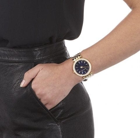 Michael Kors Darci Blue Dial Gold Steel Strap Watch for Women - MK3406