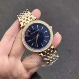 Michael Kors Darci Blue Dial Gold Steel Strap Watch for Women - MK3406