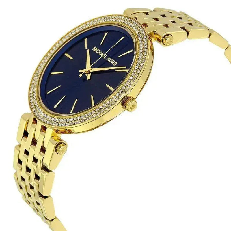Michael Kors Darci Blue Dial Gold Steel Strap Watch for Women - MK3406