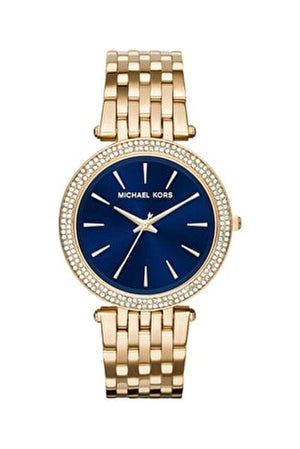 Michael Kors Darci Blue Dial Gold Steel Strap Watch for Women - MK3406