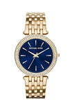 Michael Kors Darci Blue Dial Gold Steel Strap Watch for Women - MK3406