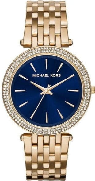 Michael Kors Darci Blue Dial Gold Steel Strap Watch for Women - MK3406