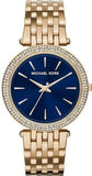 Michael Kors Darci Blue Dial Gold Steel Strap Watch for Women - MK3406