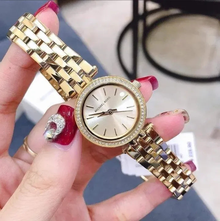 Michael Kors Darci Gold Dial with Diamonds Gold Steel Strap Watch for Women - MK3295