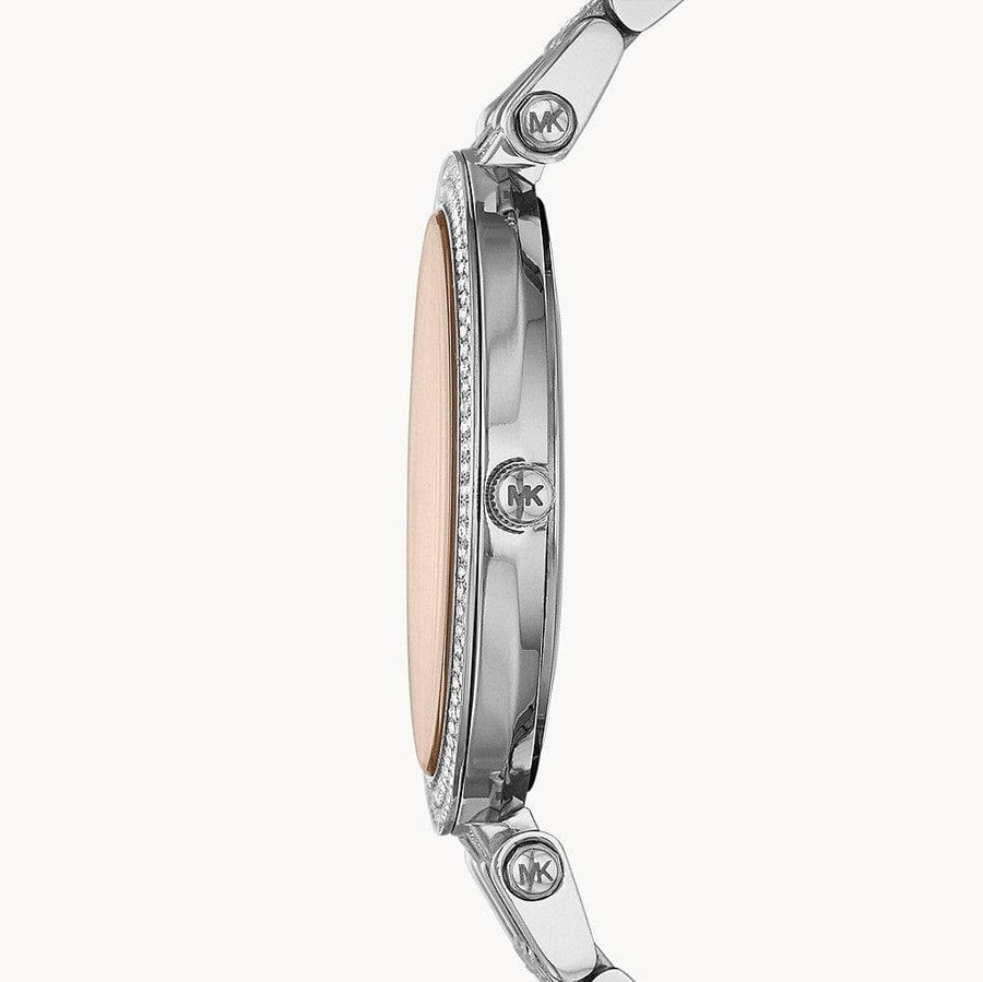 Michael Kors Darci Orange Dial Silver Stainless Steel Strap Watch for Women - MK3218