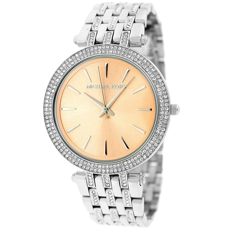 Michael Kors Darci Orange Dial Silver Stainless Steel Strap Watch for Women - MK3218