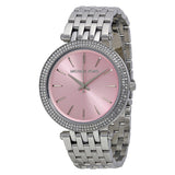 Michael Kors Darci Crystal Pink Dial Silver Stainless Steel Strap Watch for Women - MK3352