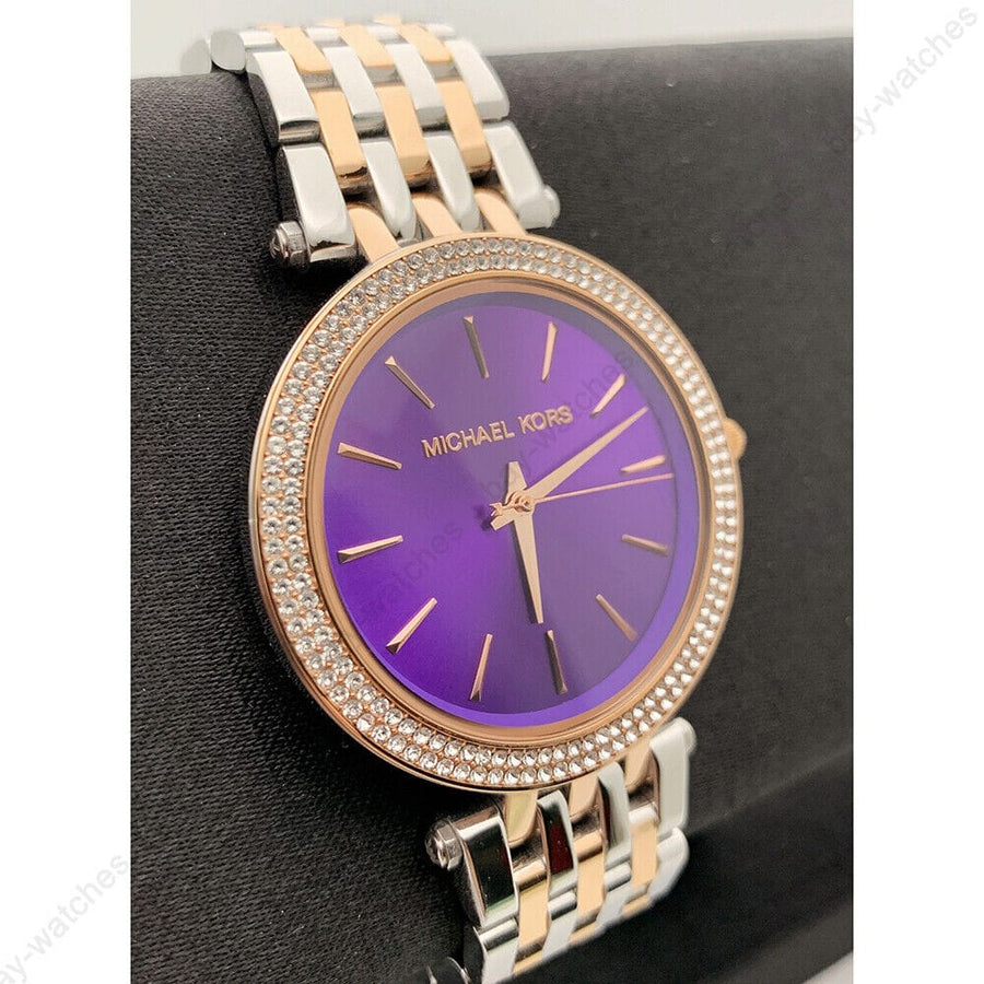 Michael Kors Darci Purple Dial Two Tone Steel Strap Watch for Women - MK3353