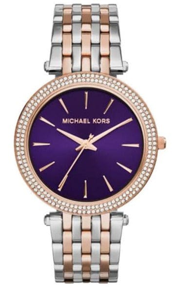 Michael Kors Darci Purple Dial Two Tone Steel Strap Watch for Women - MK3353