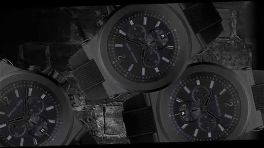 Michael Kors Dylan Black Dial Black Rubber Strap Watch for Men - MK8152