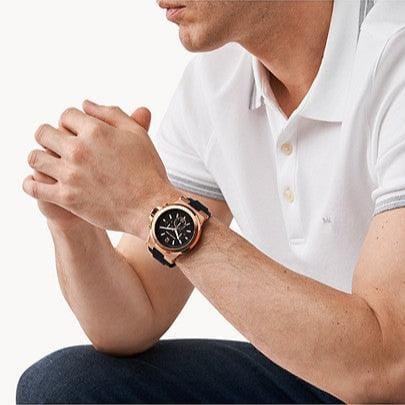 Michael Kors Dylan Black Dial Black Rubber Strap Watch for Men - MK8184