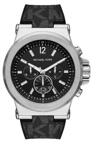 Michael Kors Dylan Chronograph Black Dial Black Rubber Strap Watch For Men - MK8903