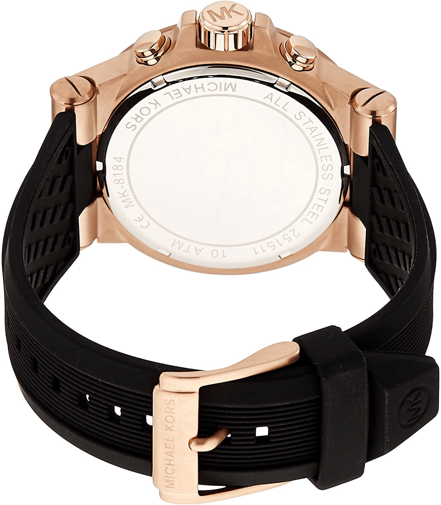 Michael Kors Dylan Chronograph Black Dial Black Rubber Strap Watch For Women - MK8556