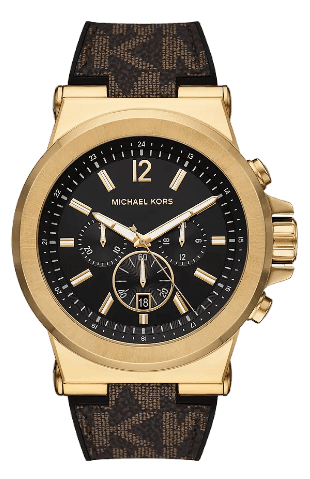 Michael Kors Dylan Chronograph Black Dial Brown Rubber Strap Watch For Men - MK8904