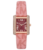 Michael Kors Emery Quartz Diamonds Red Dial Pink Leather Strap Watch For Women - MK2966