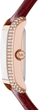 Michael Kors Emery Quartz Diamonds Silver Dial Red Leather Strap Watch For Women - MK4689